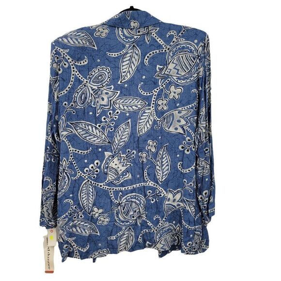 Vtg 80's Alfred Dunner Cardigan Coverup Open Front Paisley Print Blue Sz M - Picture 3 of 9